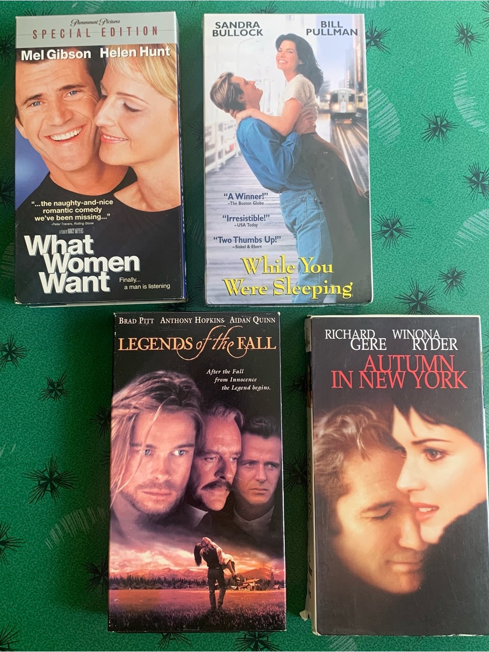 Lot of 4 90s 00s Romance Rom-Com VHS Tape Film Mel Gibson Brad Pitt Richard Gere